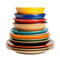 White Background Dish Stack Photo on transparent background. png