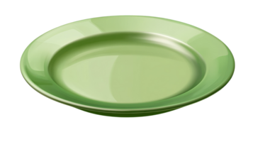 A simple green plate on a transparent background, perfect for showcasing food or table settings in a fresh and modern style. png