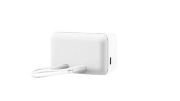A Close-Up View of a Laptop Charger Efficiently Plugged into an Outlet Perfect for Technology and Electrical Usage. png