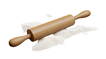 A Rolling Pin Dusting with Flour Perfect for Baking and Cooking Enthusiasts Capturing the Essence of Culinary Arts in a Kitchen Environment. png
