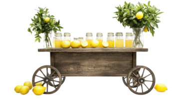 Charming Rustic Lemonade Stand with Wooden Cart Perfect for Summer Events and Parties. png