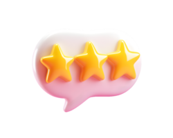 Three Dimensional Gold Stars in Speech Bubble png
