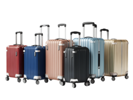 Stylish Carry-On Suitcases in an Array of Colors png