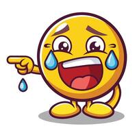 emoticon crying cartoon character with sad face and pointing finger vector