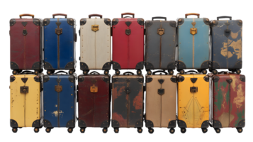 Vintage Suitcase Collection A Colorful and Textured Display png