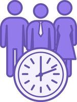 Colored Meeting Time Icon. Group of People and Clock. Work and Rest Time. Office Concept vector