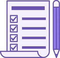 Colored Agenda Icon. To-Do List or Plan. Sheet of Paper with Checkmarks and Pencil. Meeting and Office Concept vector