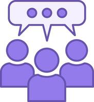 Colored Discussion Icon. Group of People in Meeting, Seminar or Conference. Group Talk, Discussing Important Issues. Meeting and Office Concept vector