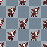 Seamless pattern of dogs in squares chihahua for Valentine's Day vector