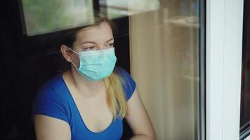 woman putting on a medical disposable mask to avoid contagious viruses 01 video
