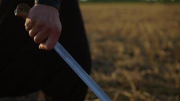 A Cossack with two sabres in his hands looks into the distance at the enemy 05 video