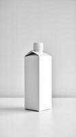 White carton with ribbed cap on plain background, emphasizing minimalist design Vertical Mobile Wallpaper photo