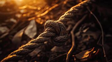 Intricate Rope Knot in Golden Sunlight photo