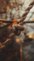 Closeup of a Rustic Rope Knot photo