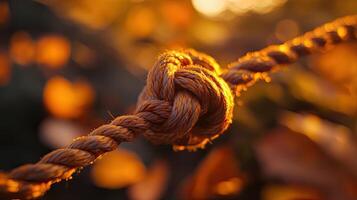 Golden Hour Rope Knot - A Detailed Close-Up photo