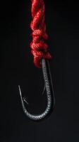 Intricate Fishing Hook and Red Cord Detail photo