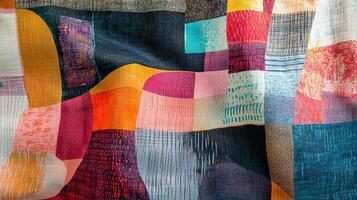 Colorful Patchwork Fabric Pattern photo