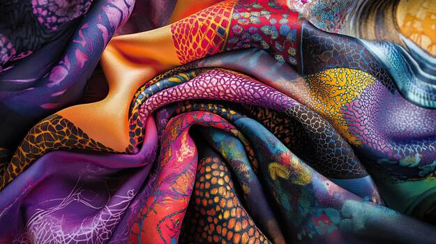 Stunning Multi-Patterned Fabric Design with Vibrant Colors photo