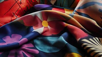 Vibrant Floral Fabric Design with Bold Colors photo