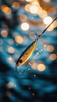 Golden Fishing Lure in Bokeh Water - A Perfect Catch photo
