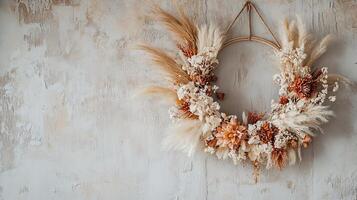 Boho Dried Flower Wreath - Rustic Wall Decor photo
