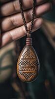 Handcrafted Wooden Necklace with Intricate Design photo