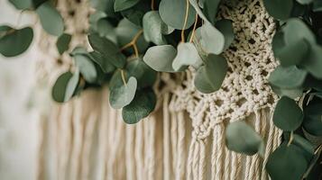 Eucalyptus and Macrame Wall Decor - Boho Style photo