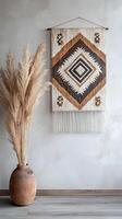 Boho Wall Decor - Rustic Geometric Tapestry photo