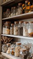 Rustic Pantry Display with Dried Grains and Flowers photo