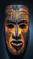 Intricate Wooden Tribal Mask A Timeless Piece of Art photo