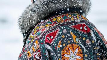 Vibrant Embroidered Winter Jacket in Traditional Style photo