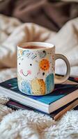Cozy Coffee Break with Books and a Smile photo