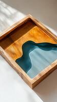 Wooden Resin Tray with Abstract Design photo
