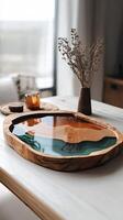 Stunning Resin and Wood Serving Tray photo