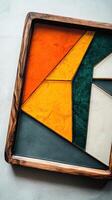 Geometric Resin Tray with Vibrant Colors photo