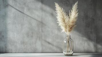 Elegant Pampas Grass Arrangement on Concrete Wall photo