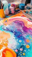 Abstract Colorful Resin Art with Vibrant Colors photo