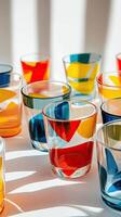 Colorful Abstract Patterned Drinking Glasses photo