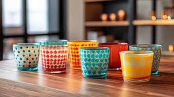 Vibrant Patterned Glass Cups - A Colorful Addition to Your Home photo