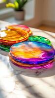 Stunning Resin Coasters - Vibrant Colors and Unique Design photo