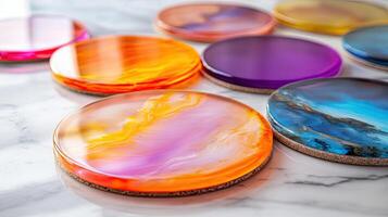 Vibrant Resin Coasters - Colorful Abstract Art photo