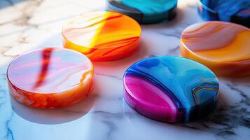 Vibrant Resin Marbled Circles - A Colorful Abstract Design photo