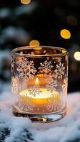Winter Candle Holder with Snowflake Design photo