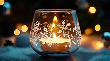 Elegant Snowflake Candle Holder for a Cozy Winter Evening photo