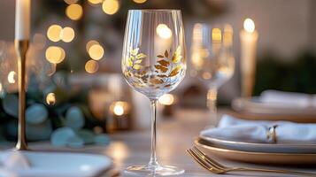 Gold Leaf Wine Glass - Elegant Dining Experience photo