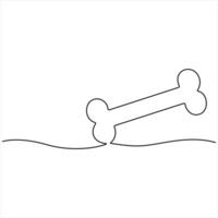 Continuous single line drawing of bone simple line art design illustration vector