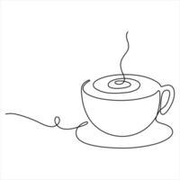 Continuous single line art drawing of a cup of coffee or tea Coffee single line art drawing sketch illustration vector