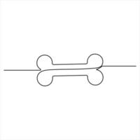 Single line continuous drawing of bone simple human bone line art outline style illustration vector
