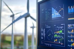 Monitoring system analyzing data from wind turbines in operation photo