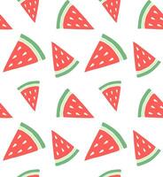 Seamless pattern of color sketch watermelon slice vector